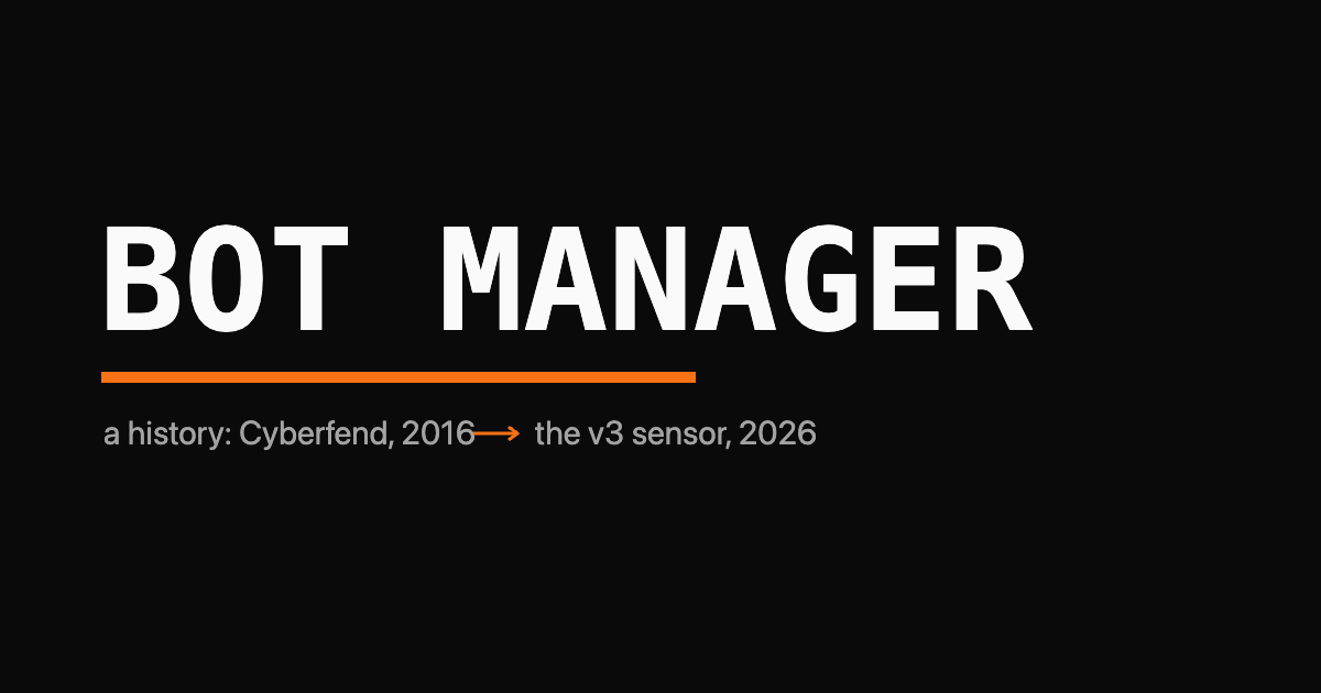 The words BOT MANAGER as a monospace wordmark with a single orange underline bar and a small grey 2016 to 2026 subtitle