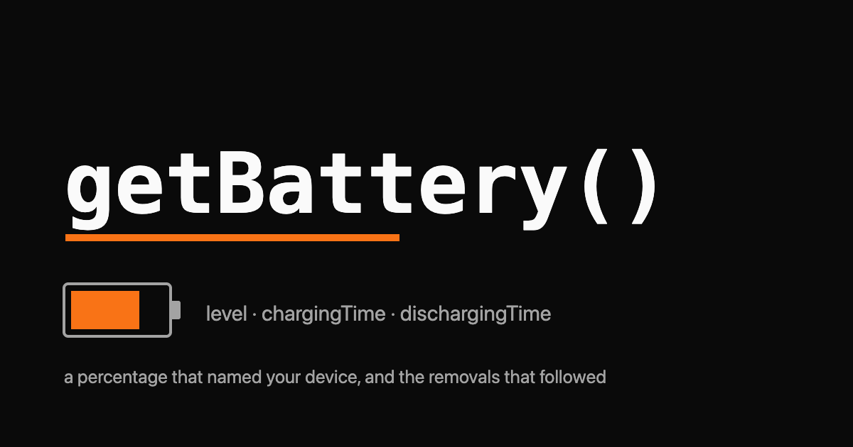 A battery glyph rendered as a wordmark over the four BatteryManager property names