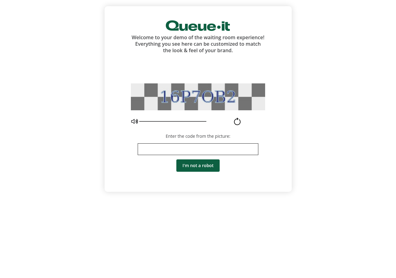Queue-it's in-house CAPTCHA, served immediately to a headless browser