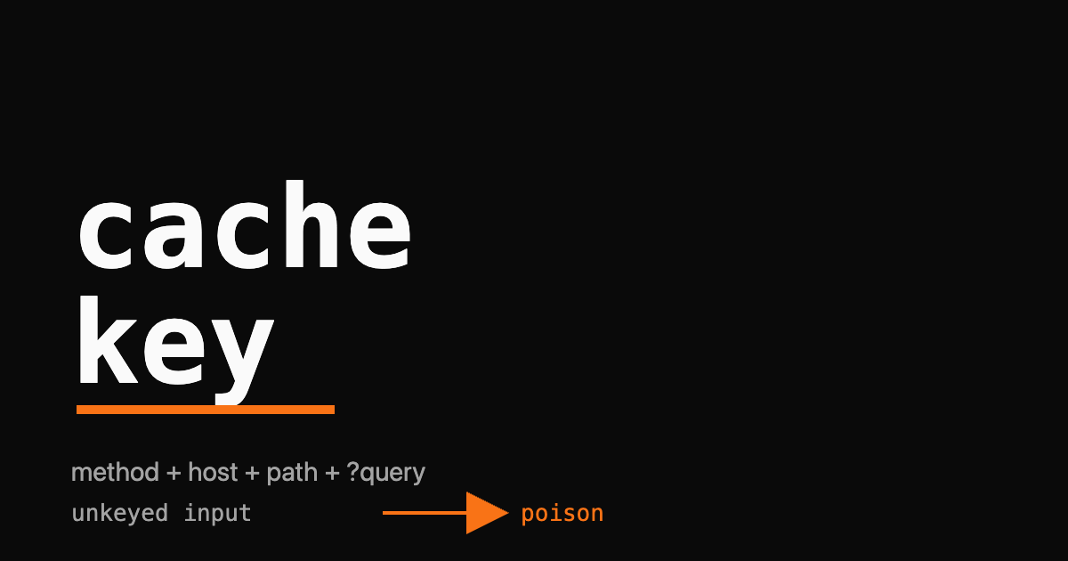 The words CACHE KEY as a large monospace wordmark with one orange highlighted field and a collision arrow underneath