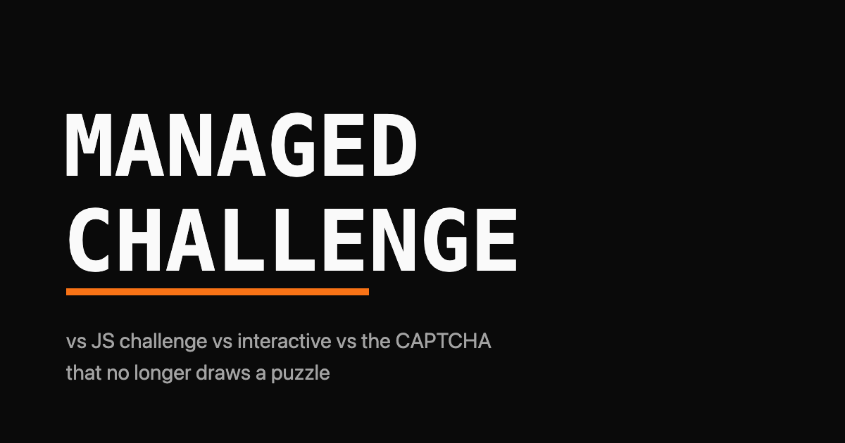 The words MANAGED CHALLENGE in monospace with an orange underline on a black background
