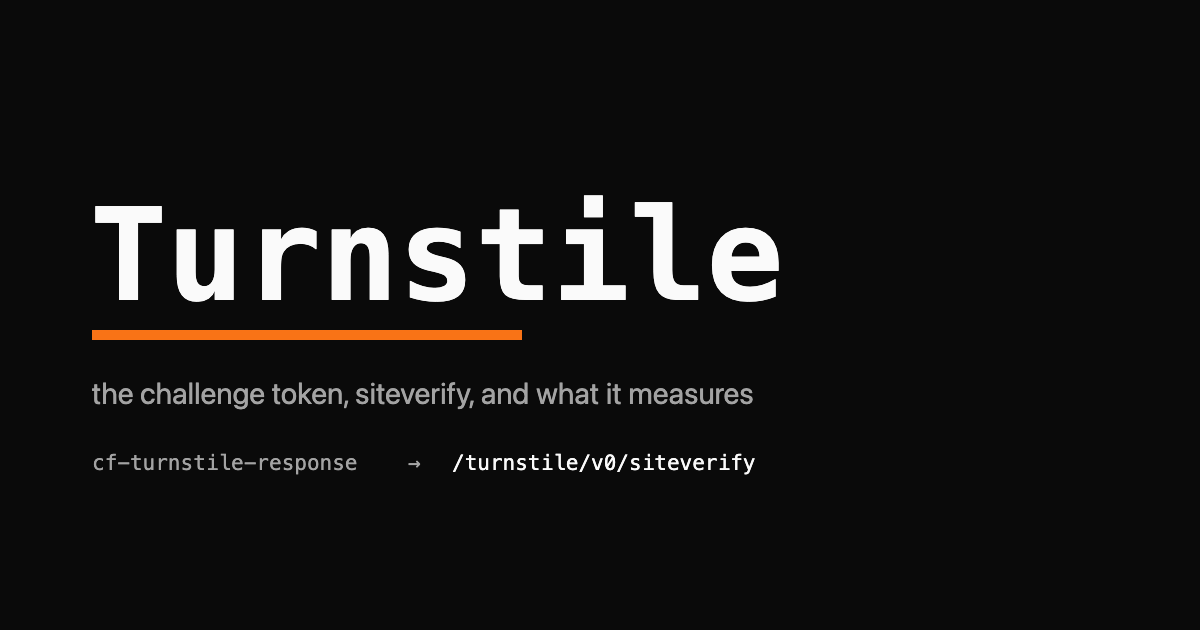 Turnstile wordmark in monospace with an orange underline over a black background