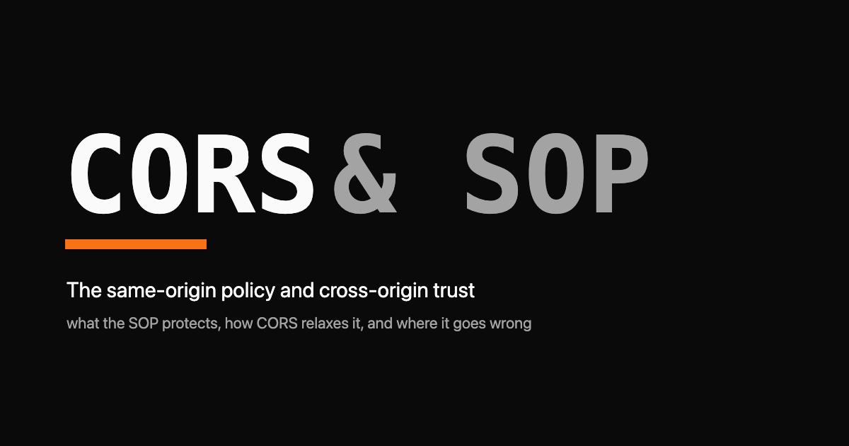 CORS and SOP wordmark over a dark background with an orange underline bar