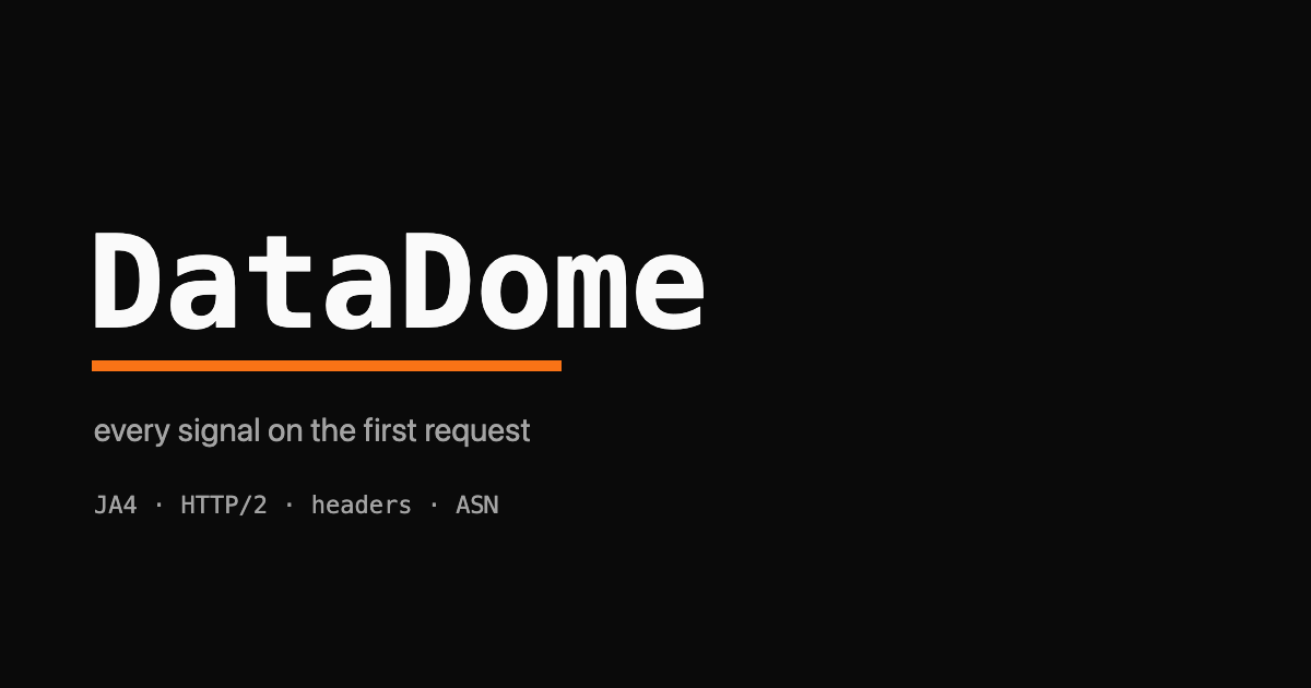 DataDome wordmark in monospace with an orange underline over a black background