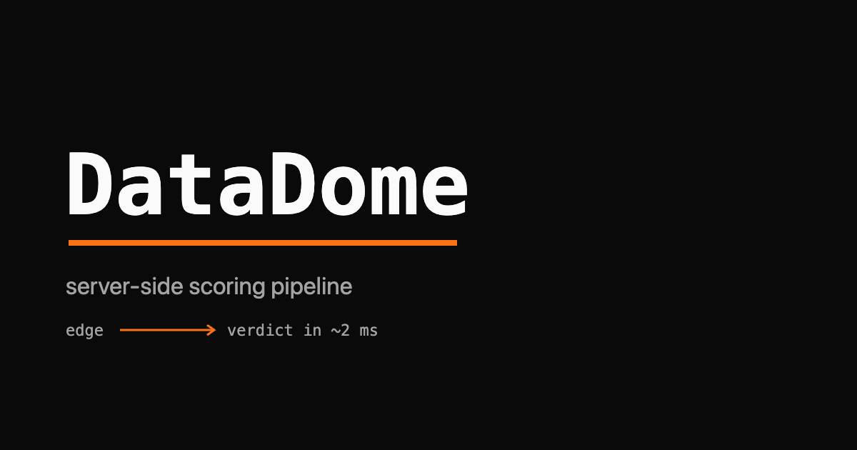 DataDome wordmark over a dark background with an edge-to-decision arrow