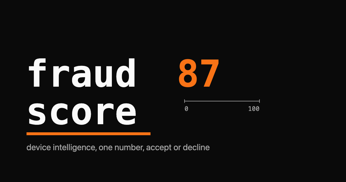 The phrase fraud score rendered in monospace with an orange underline bar