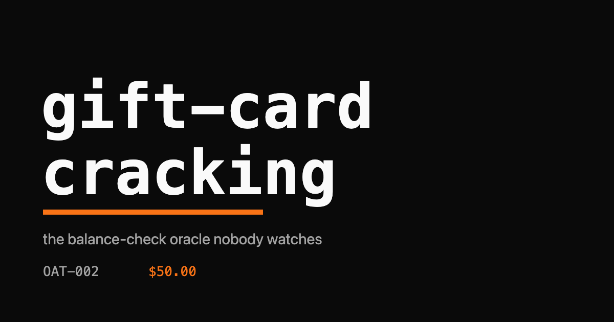 Wordmark reading gift-card cracking with an orange balance-check cursor