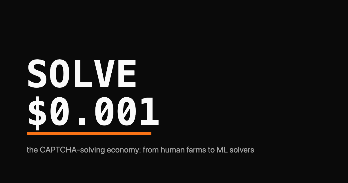 The CAPTCHA-solving economy, from human farms to ML solvers
