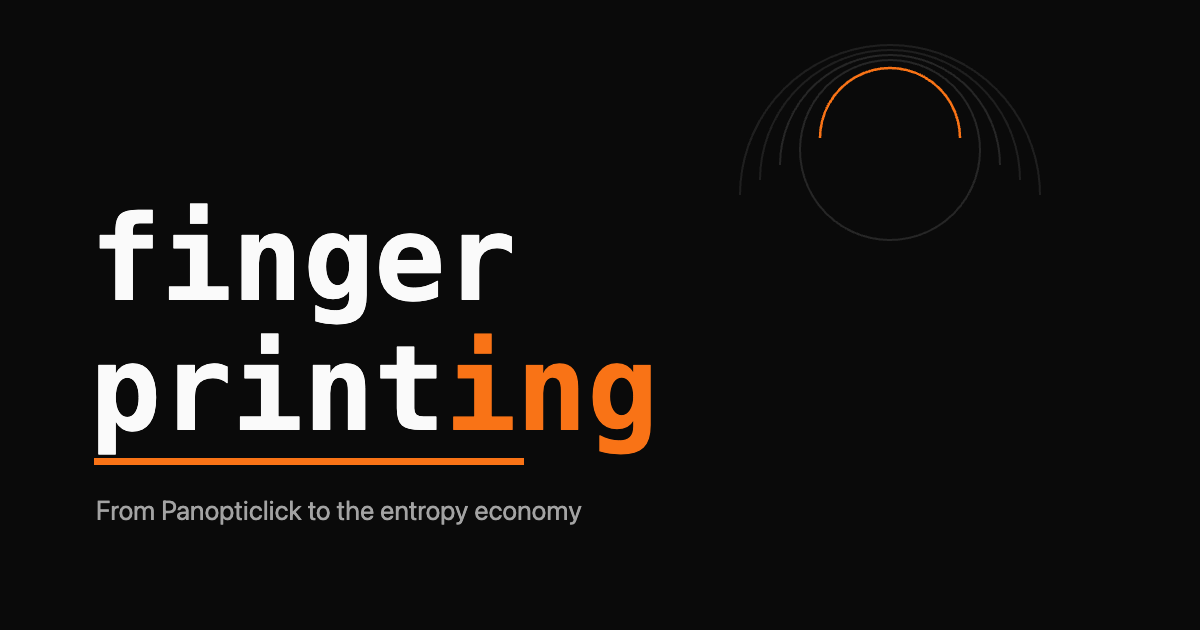 Wordmark reading fingerprinting with a ridge-pattern motif and an orange accent