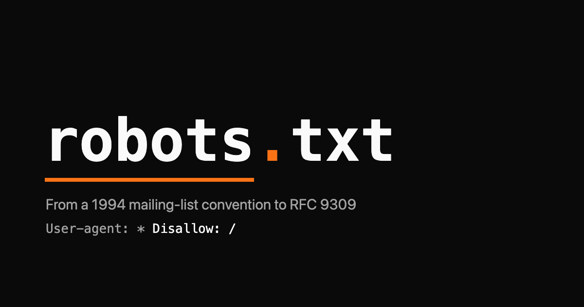 The filename robots.txt as a monospace wordmark with a single orange Disallow colon-slash highlighted
