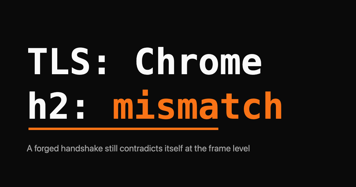 A Chrome TLS fingerprint over a mismatched HTTP/2 SETTINGS frame