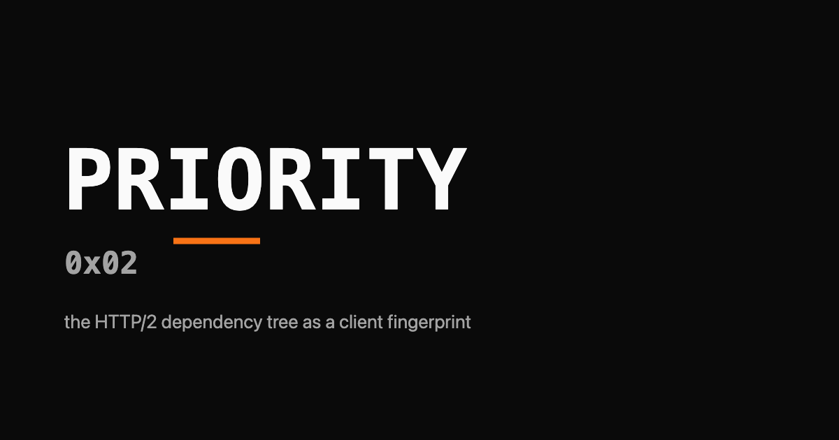 The words PRIORITY 0x02 as a monospace wordmark with a single orange line struck through it, over a dark background