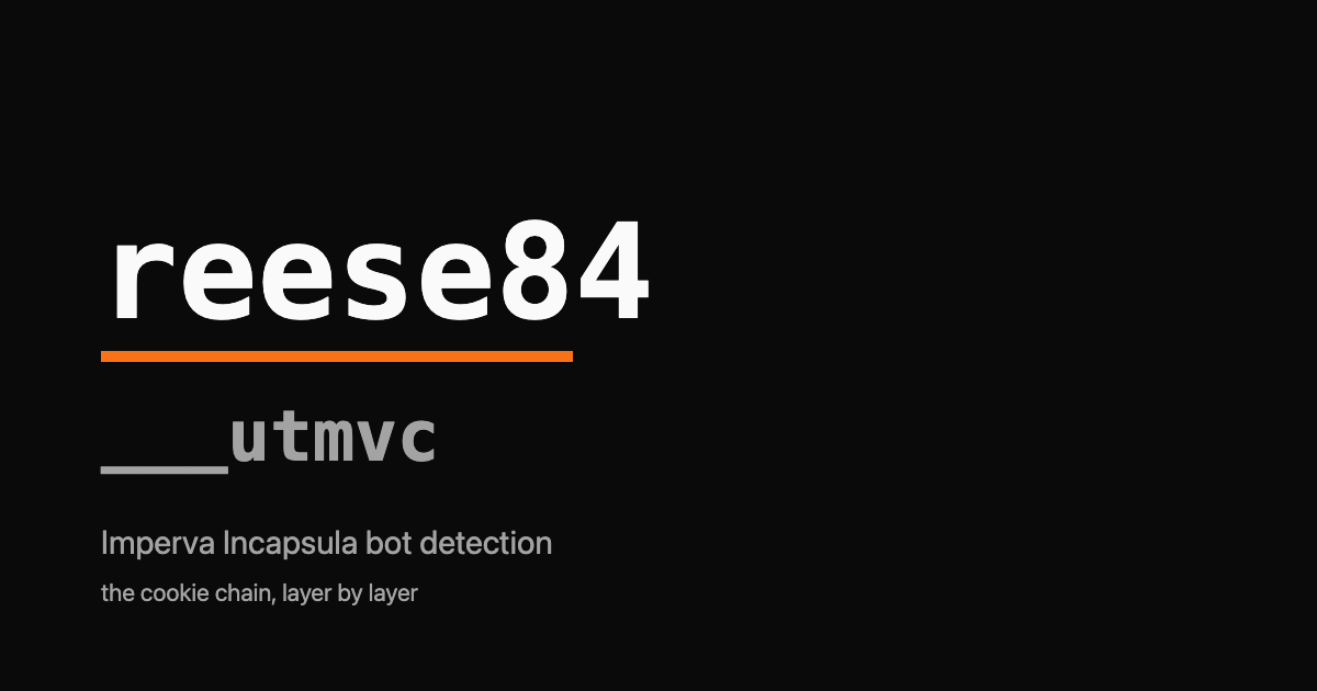 The strings reese84 and ___utmvc rendered as a monospace wordmark with one segment highlighted in orange
