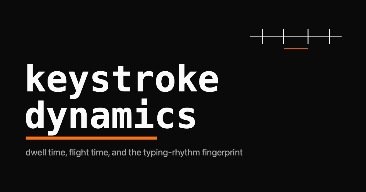 Timeline of two keystrokes showing dwell time per key and the flight time gap between them