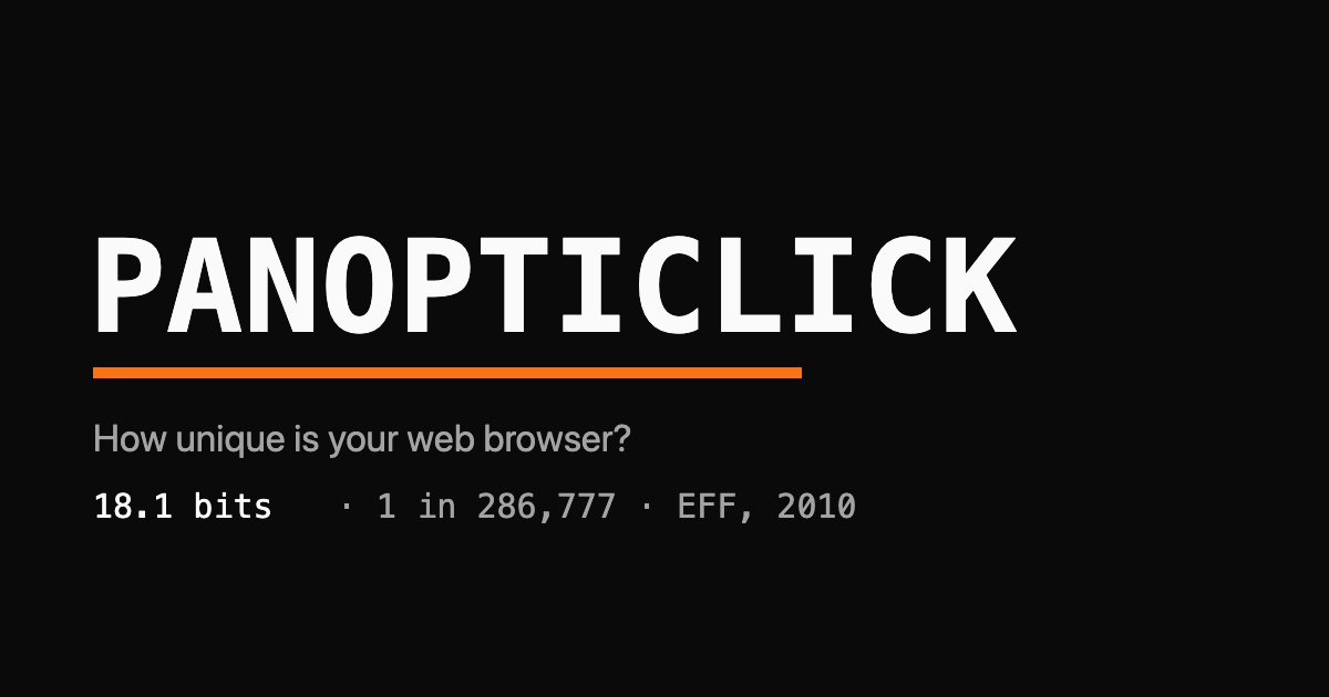 The word PANOPTICLICK as a monospace wordmark with a single orange underline bar and a small grey 18.1 bits subtitle