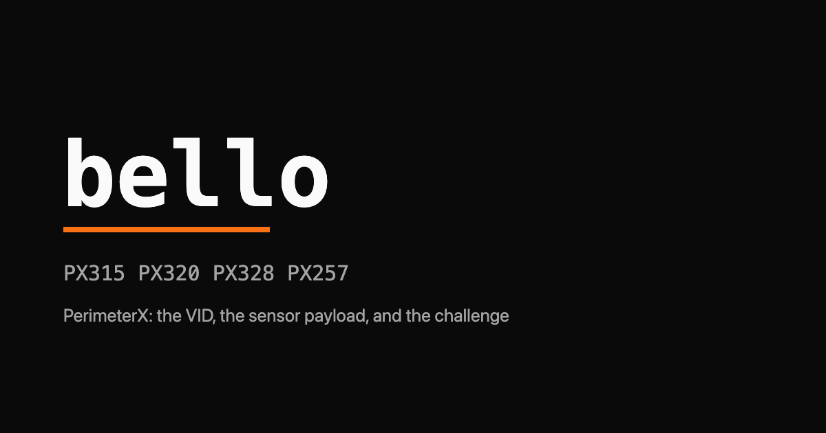 bello wordmark over PX-numbered field markers on a dark background