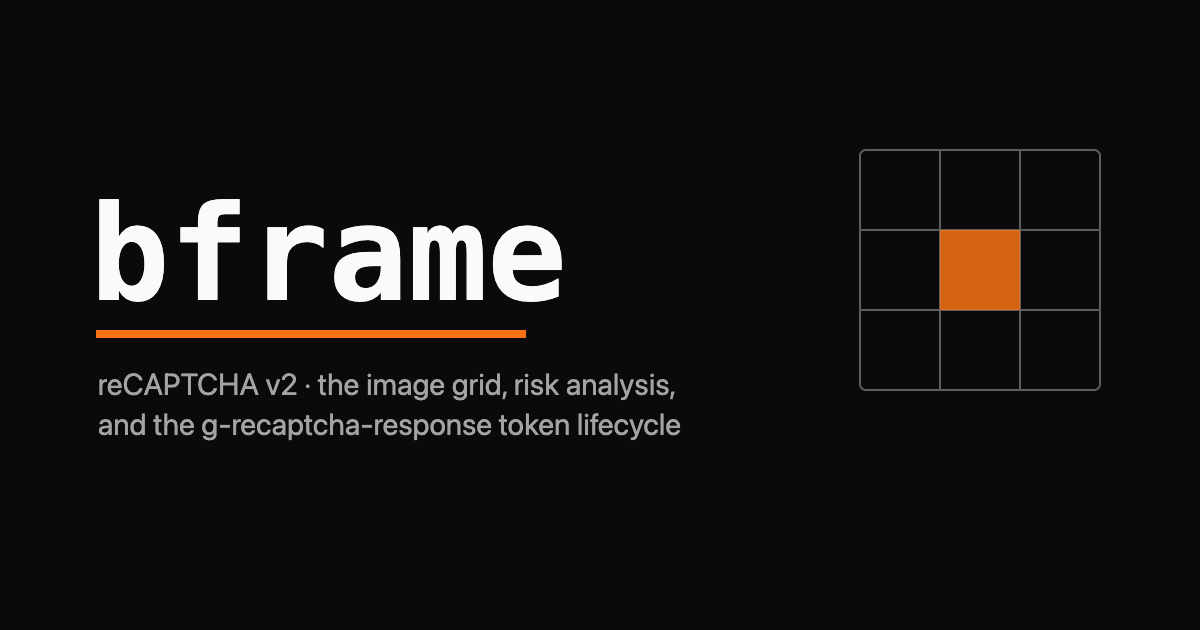 The word bframe rendered as a monospace wordmark with a 3-by-3 grid motif and one tile highlighted in orange