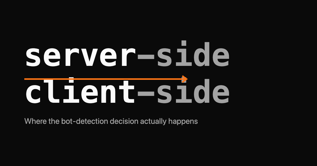Two stacked layers labelled network and client, with a verdict arrow in orange between them