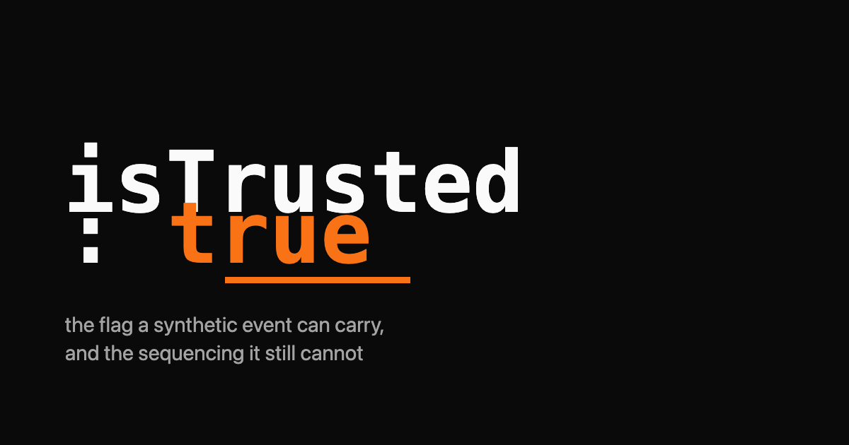 Wordmark reading isTrusted: true with the word true in orange and an orange underline bar