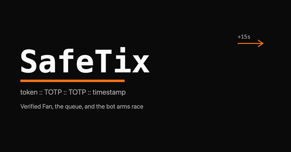 SafeTix rotating-barcode wordmark with a TOTP refresh arrow accent