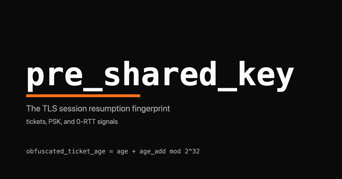 Wordmark reading PSK over a TLS resumption timeline with an orange accent