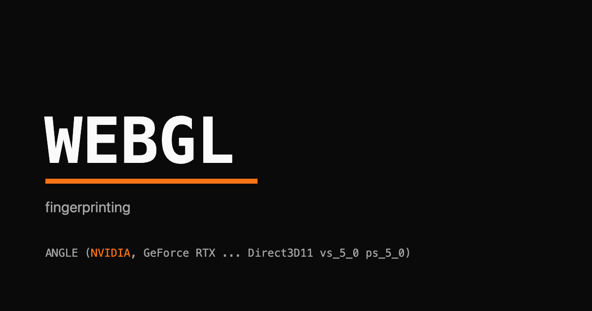 The word WEBGL in JetBrains Mono with an orange underline and the caption 'ANGLE (NVIDIA, ...)'
